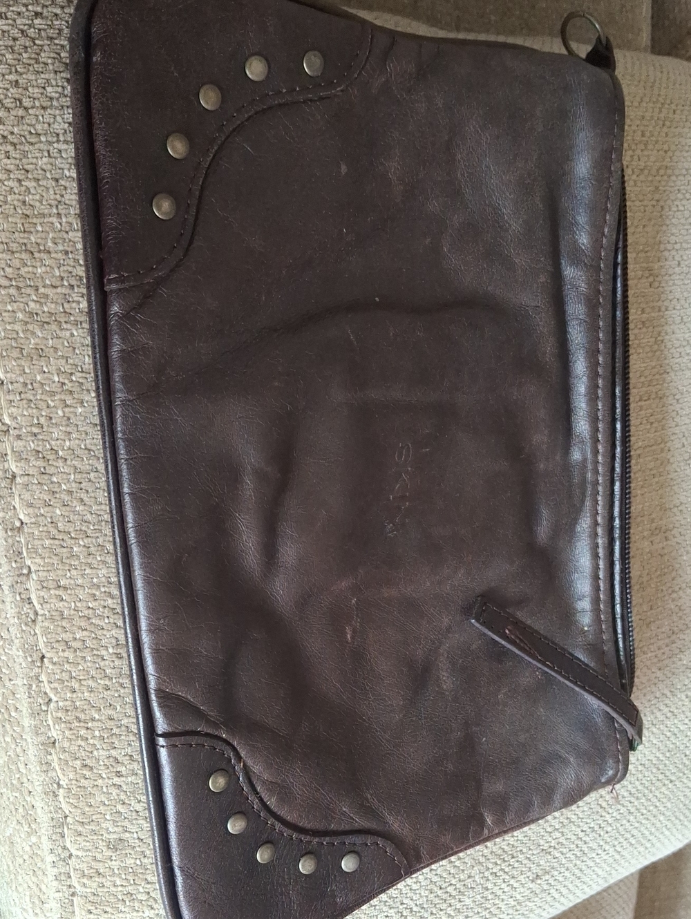 Men's Dark Brown Leather Zip Clutch - Stylish Everyday Carry